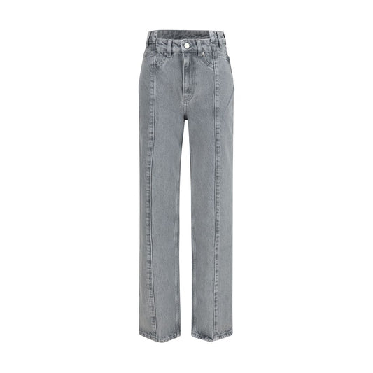 Gray Cotton Straight-Leg Jeans