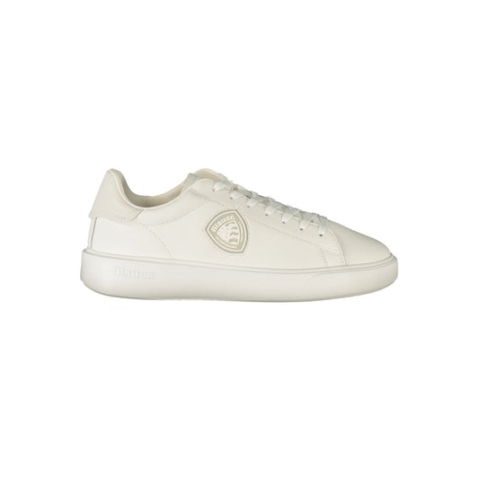 White Polyester Athletic Sneakers