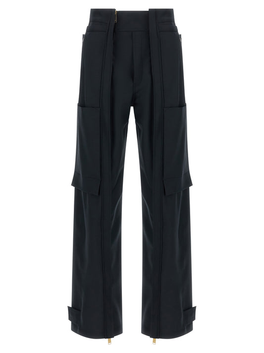 Blue Polyester Cargo Pants
