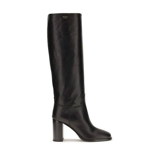 Black Calf Leather Bos Taurus High Heel Boots