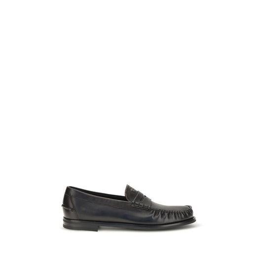 Black Calf Leather Bos Taurus Slip-On Loafers
