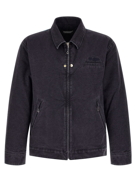Blue Cotton Full-Length Jacket