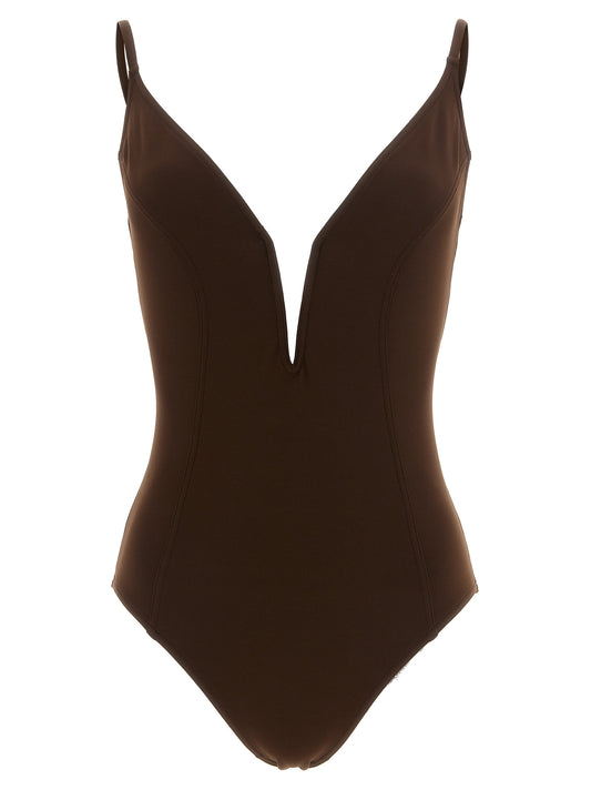 Brown Polyamide One-Piece Swimsuit
