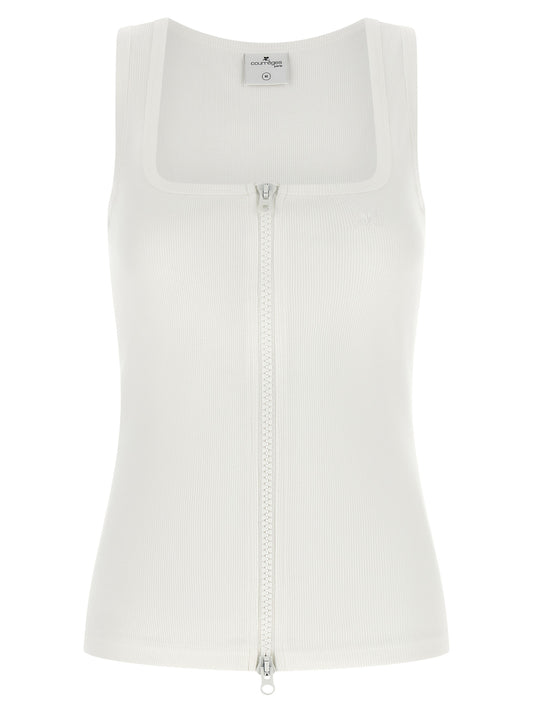White Cotton Sleeveles T-Shirt