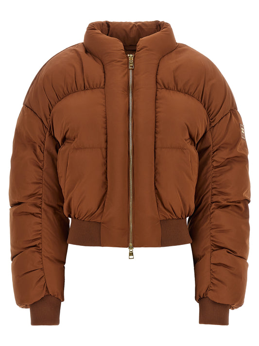 Brown Polyester Full-Length Jacket