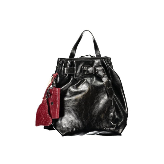 Black Polyurethane Women's Backpack for Sophisticated Style