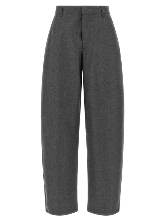 Gray Virgin Wool Casual Pants