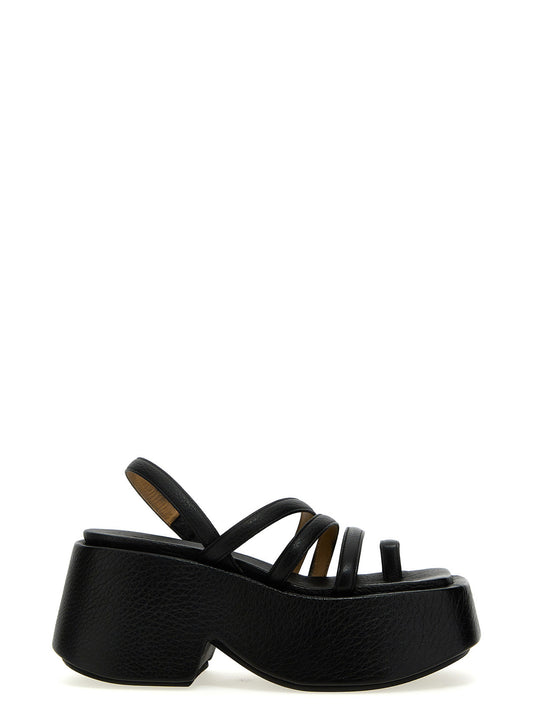 Black Calfskin Stiletto Heel Sandals