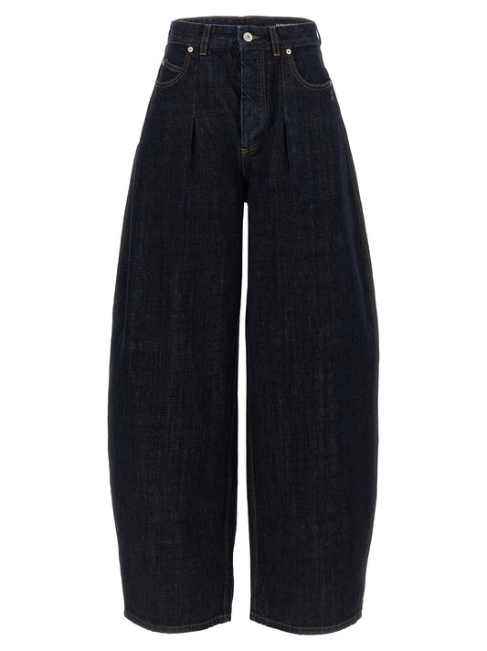 Blue Cotton High-Waisted Jean