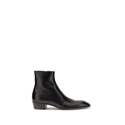 Black Calf Leather Bos Taurus Ankle Boots