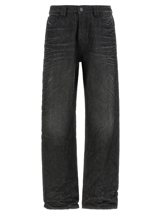 Gray Cotton Straight-Leg Jeans