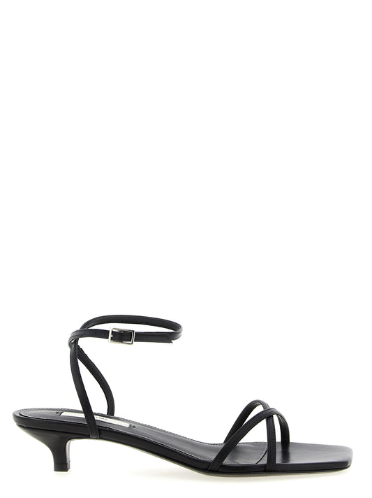 Black Leather Mid Heel Pumps
