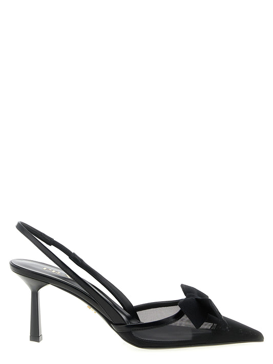 Black Polyamide Mid Heel Pumps