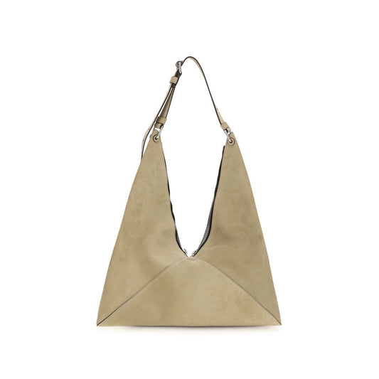 Beige Suede Leather Shoulder Bag