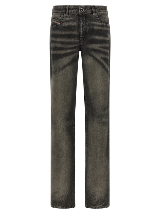 Black Cotton Straight-Leg Jeans