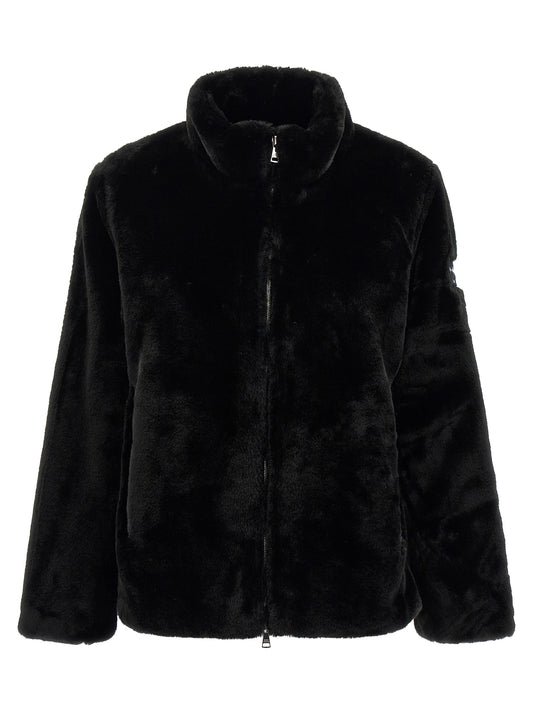 Black Polyester Full-Length Jacket