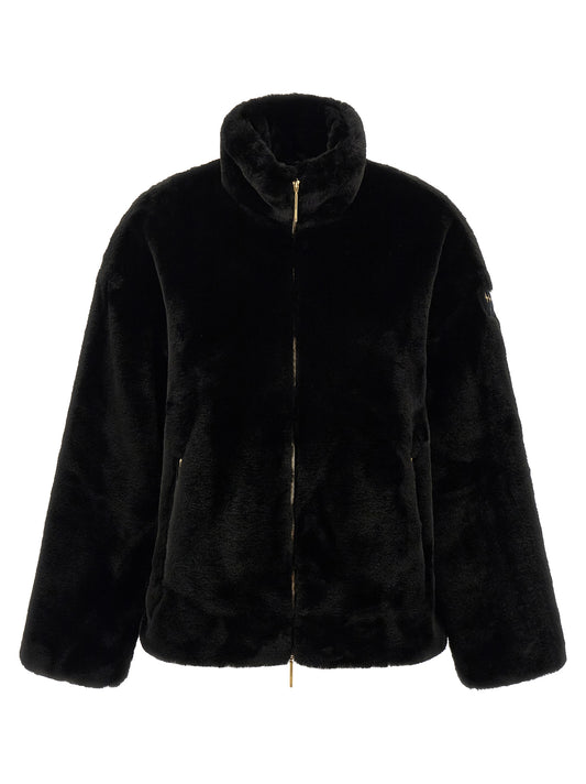 Black Polyester Full-Length Jacket