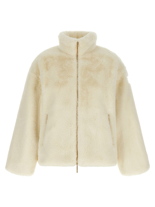White Polyester Full-Length Jacket