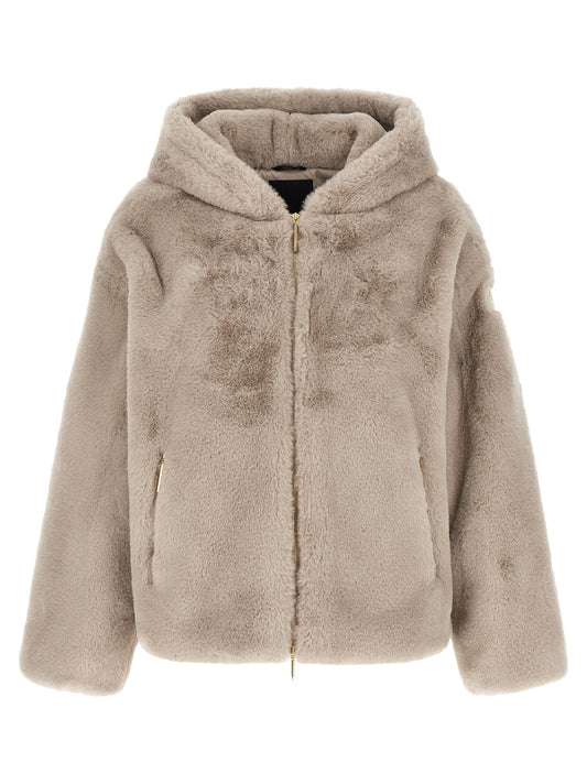 Beige Polyester Full-Length Jacket