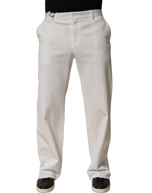 White Cotton StraightLeg Casual Trouser Pants