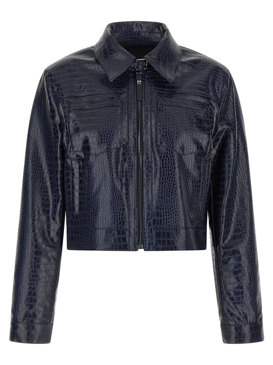 Blue Viscose Leather Jacket