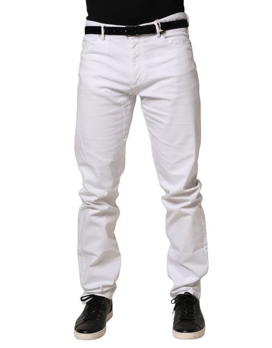 White Skinny Mid Waist Men Denim Trouser Jeans