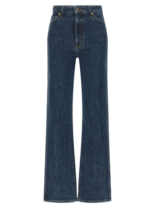 Blue Cotton Straight-Leg Jeans