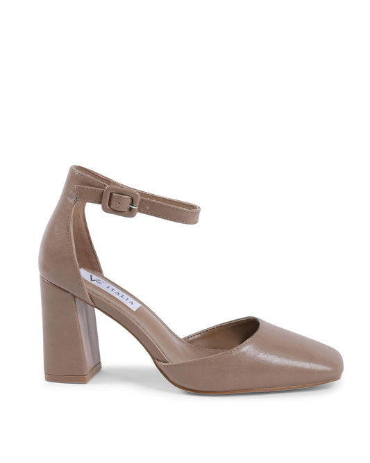Beige Artificial Leather High Heel Pumps