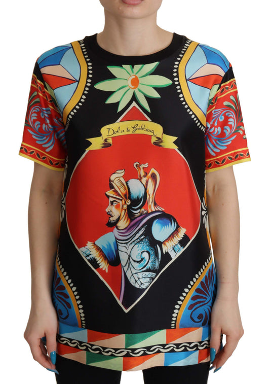 Multicolor Soldier Carretto Silk Top T-shirt
