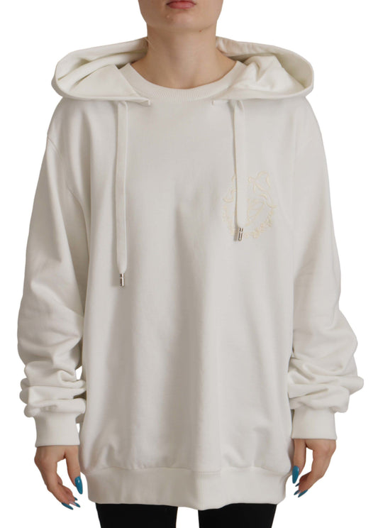White Hoodie Pullover Embroidered Sweater