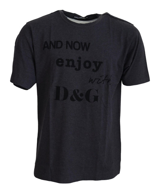 Gray Crewneck Cotton Short Sleeve T-shirt