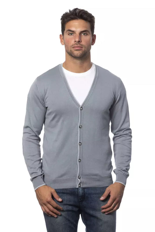 Gray Cotton Men's Cardigan