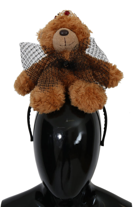 Teddy Bear Gold Crystal Crown Tiara Diadem Hair Band
