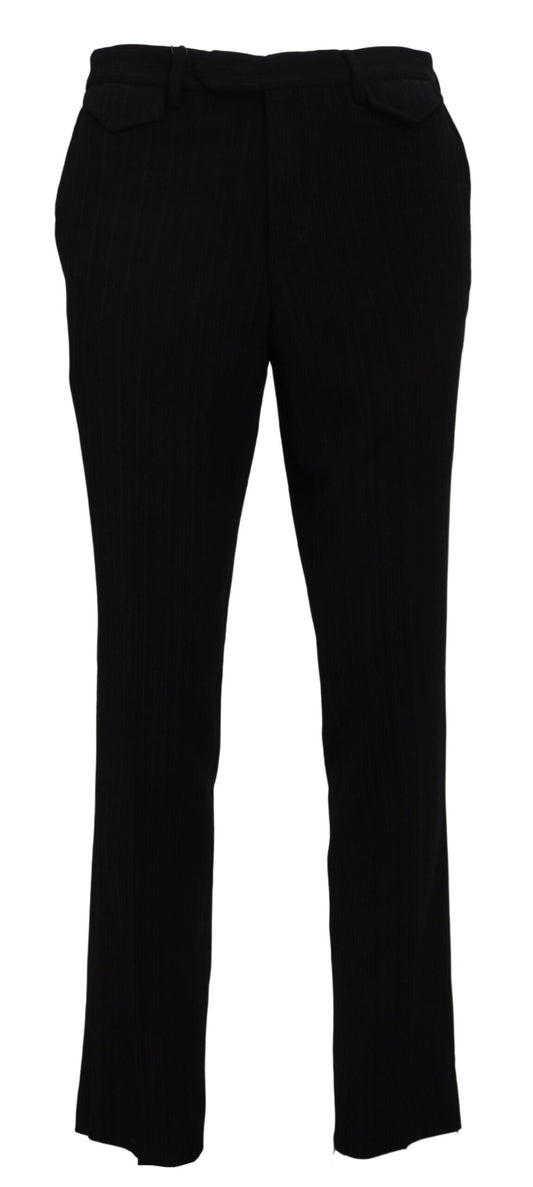 Black Cotton Straight Fit Men Formal Pants