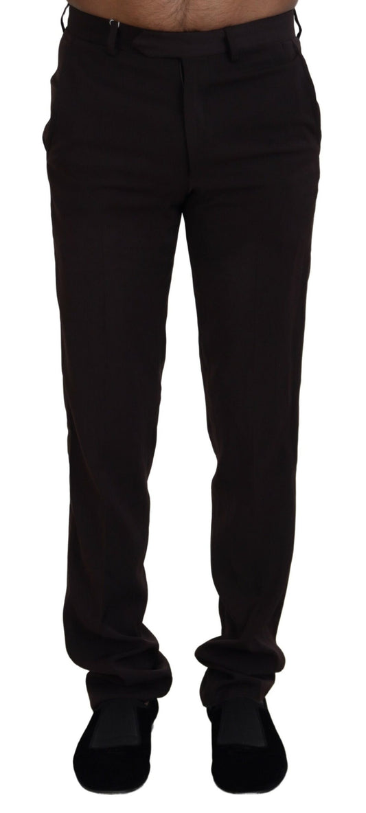 Brown Straight Fit Formal Men Pants