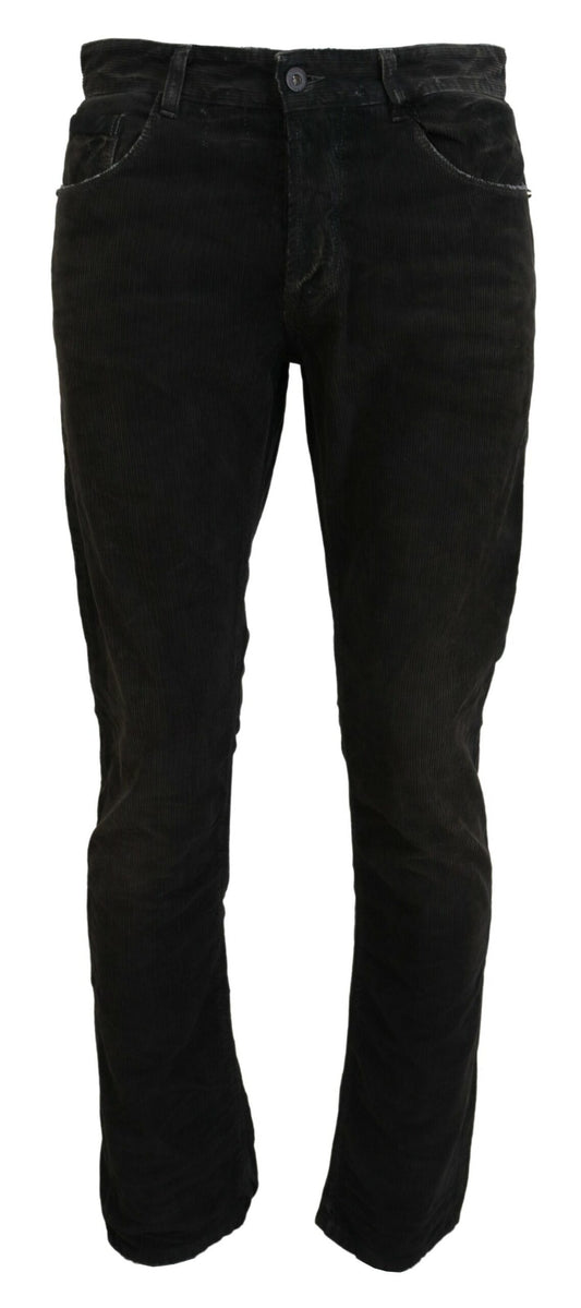 Gray Cotton Corduroy Men Casual Jeans