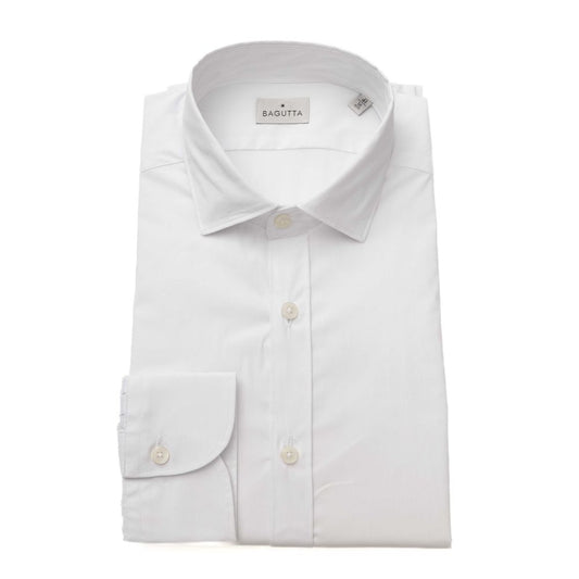 White Cotton Men's Shirt Slim Fit With French Collar