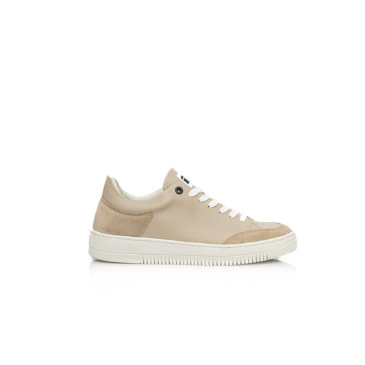 Beige Cowhide Women Platform Sneaker