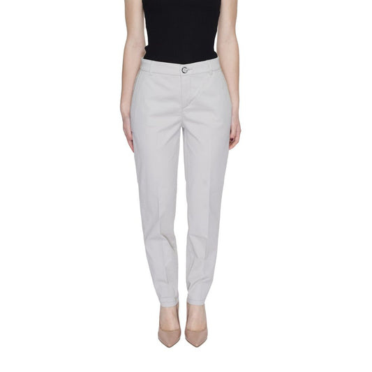 Beige Cotton Casual Pants