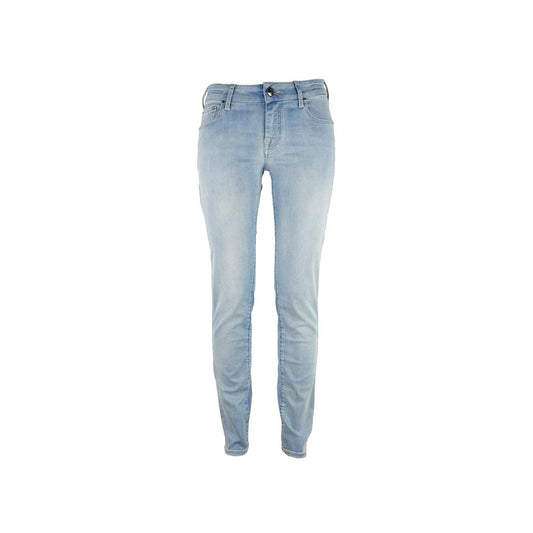Blue Cotton Straight-Leg Jeans
