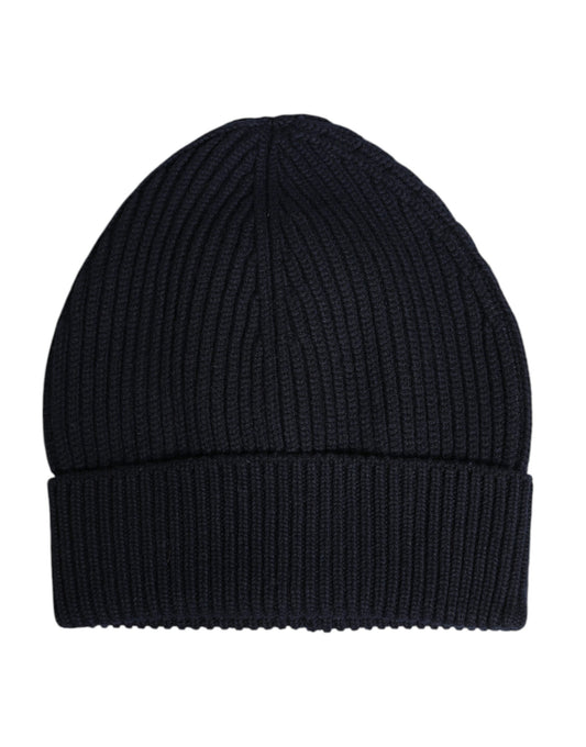 Blue Cashmere Knitted Winter Beanie Hat