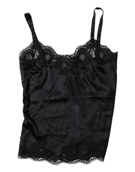 Black Lace Silk Blend Camisole Top Underwear