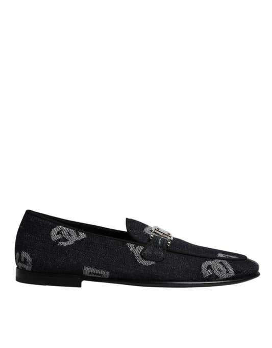 Black Logo Cotton Loafers Formal Dress Shoes