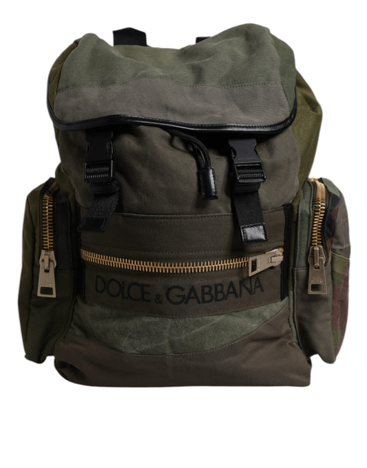 Military Green Patchwork School Backpack Bag