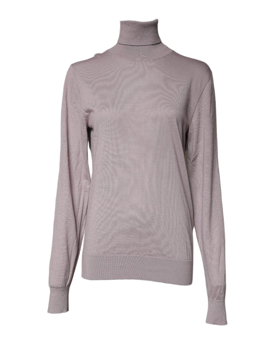 Brown Cashmere Turtleneck Pullover Sweater