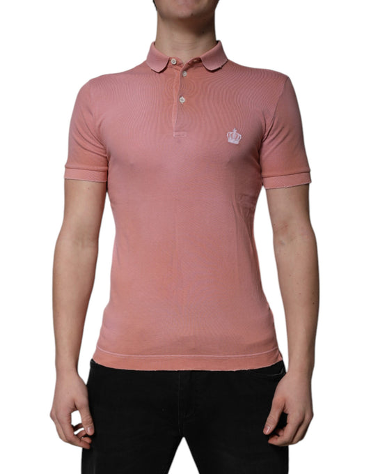 Pink Cotton Crown Collared Polo T-shirt