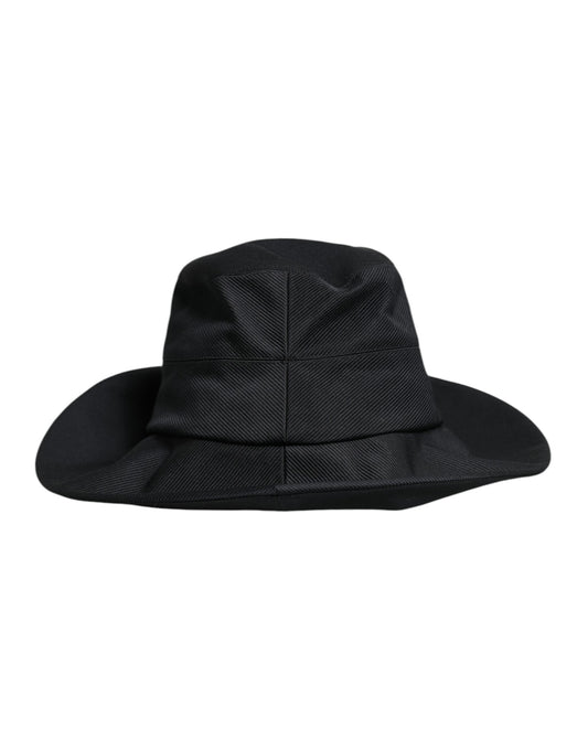 Black Cotton Wide Brim Fedora Hat