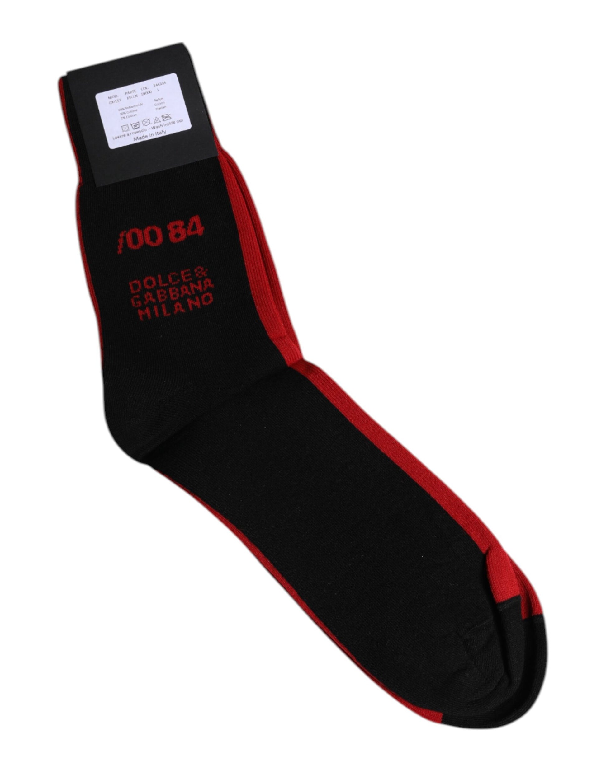 Black Nylon DG Logo Mid Calf Men Socks