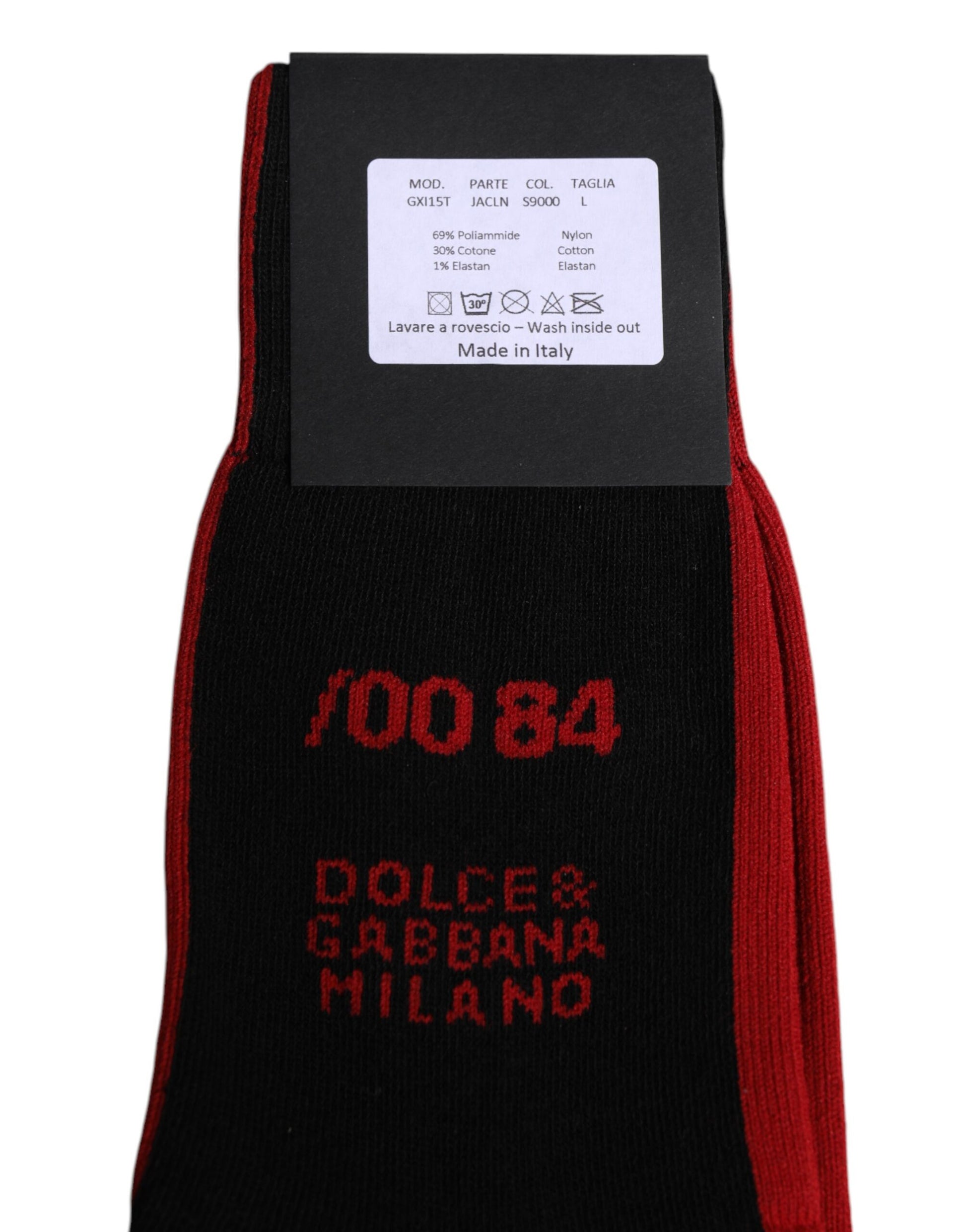 Black Nylon DG Logo Mid Calf Men Socks