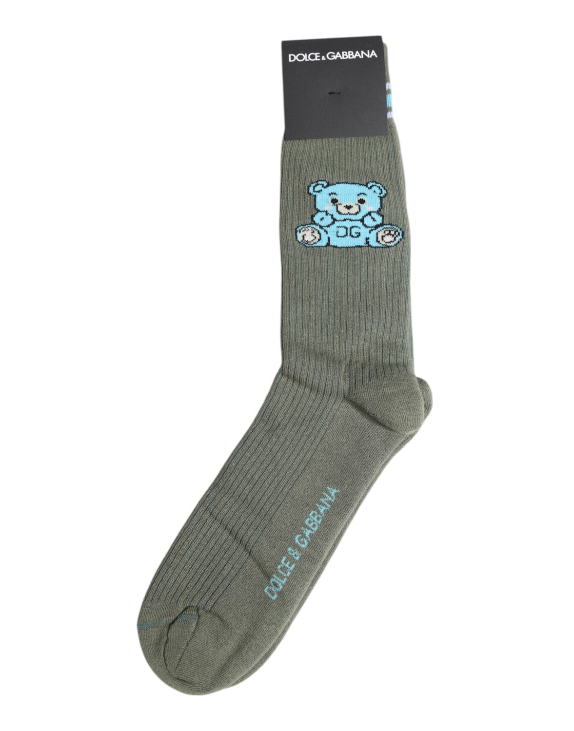 Gray Cotton DG Bear Mid Calf Socks